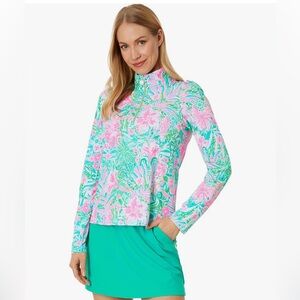 New Lilly Pulitzer Niccola Mesh Panel 1/2 Zip Top